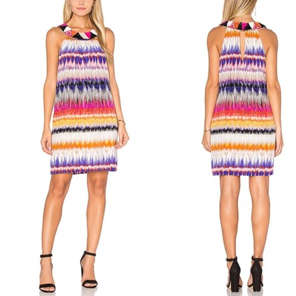 Trina Turk New DRESS Silk 3D Embellished Beaded Neck Print NWT - Picture 7 of 8